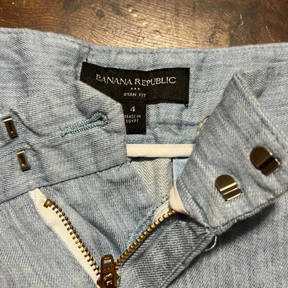 Banana Republic light blue linen shorts with thin vertical stripes 307.5